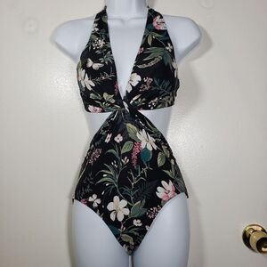 Kate Spade Tropical Floral One Piece Peekaboo Swimsuit Size XS